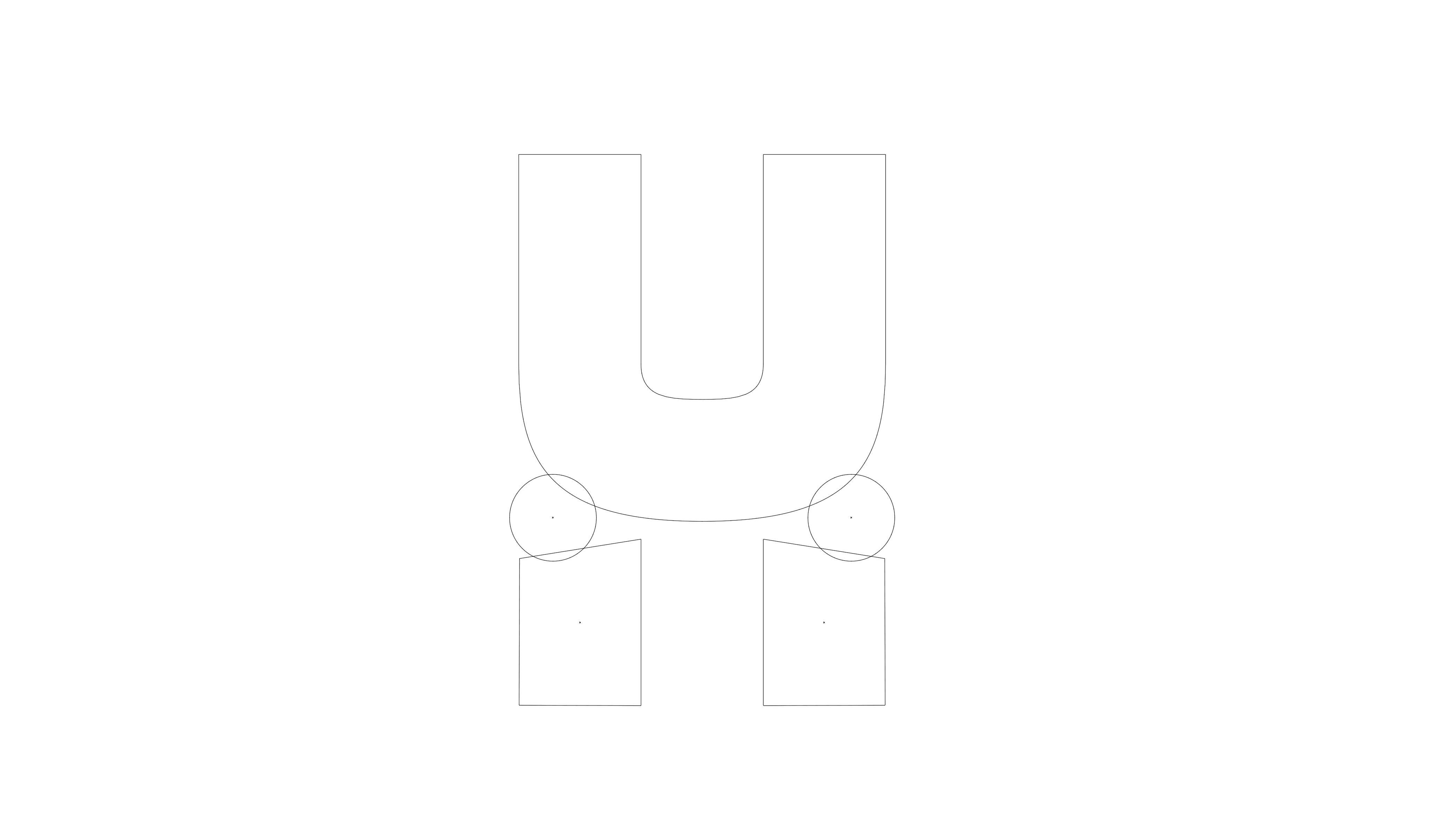U-Hemisferios symbol construction study by Lunalunares, showing geometric development of the institutional mark with circles, rectangles, and structural alignment guides.