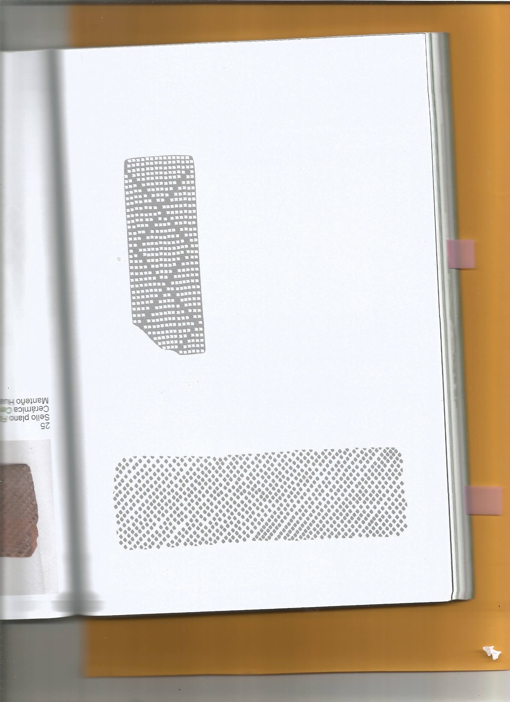 Pre-Columbian flat seal pattern study used as inspiration for Mullu, featuring scanned book references and geometric ceramic stamp motifs translated into graphic texture.