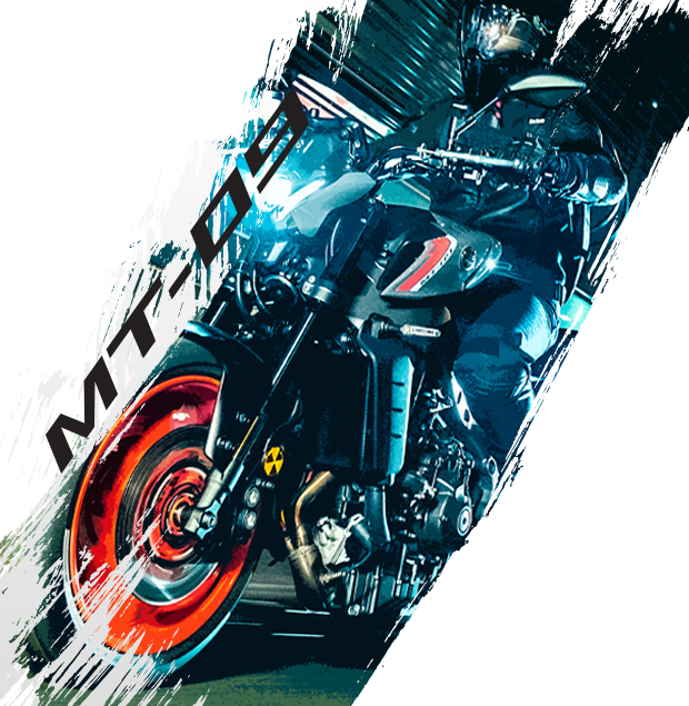 Rider cornering on a Yamaha MT-09