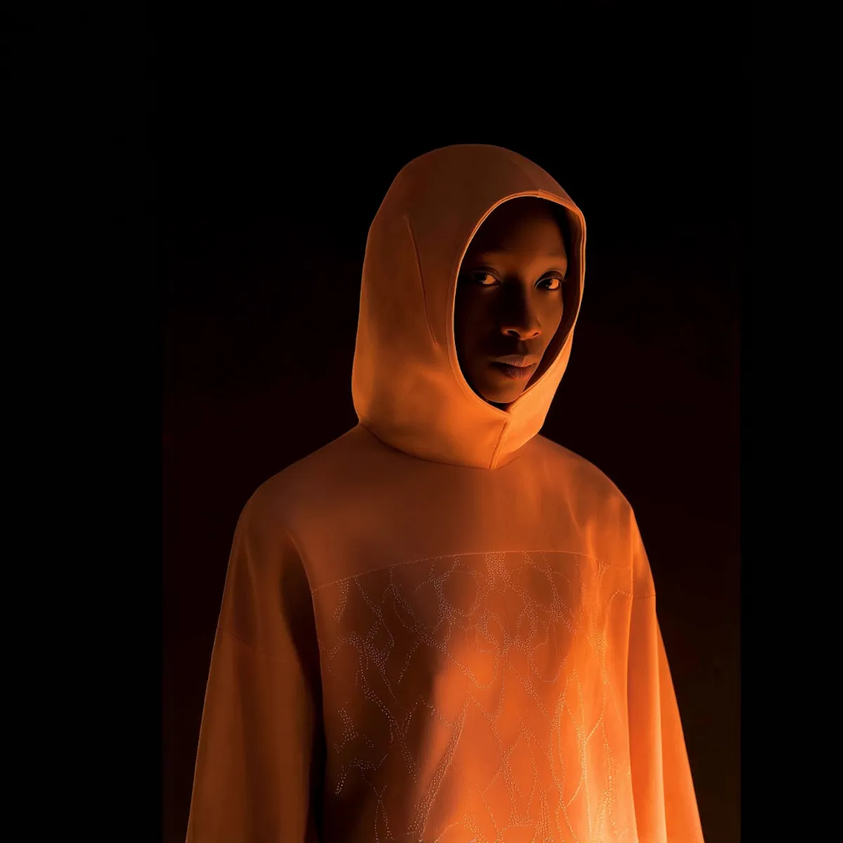 Dramatic hooded artist portrait by M3 Studios, recording studio Houston and music video production