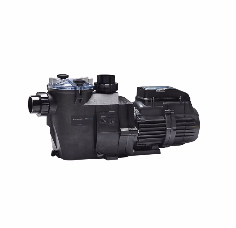 The Theralux TVS Pro is a variable speed pool pump offering adjustable flow control across three preset speeds for improved energy efficiency and filtration.