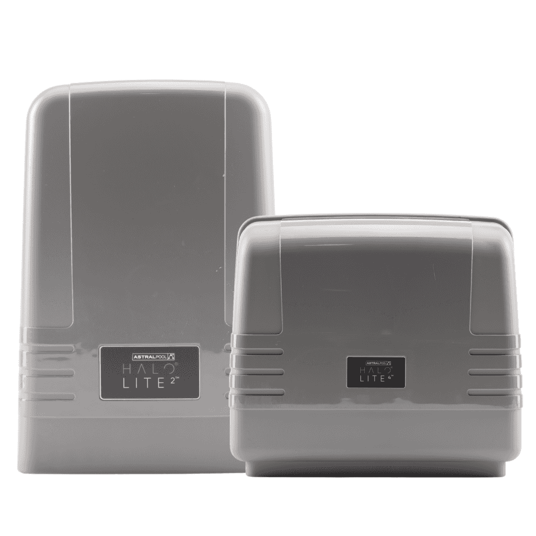 Phone-controlled pool lighting. Two-light capacity. Timers and transformers built in.