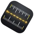Icon of a black square ruler with white and yellow measurement marks