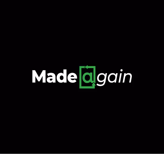 Logo text saying Made Again with a recycling symbol integrated between the words.