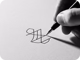 Hand sketching a logo mark