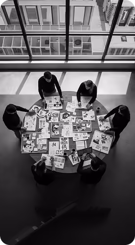 Overhead studio moodboard session