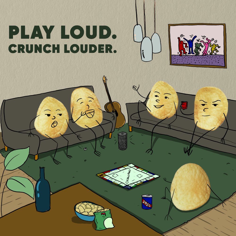 Potatoes hanging out together on couches