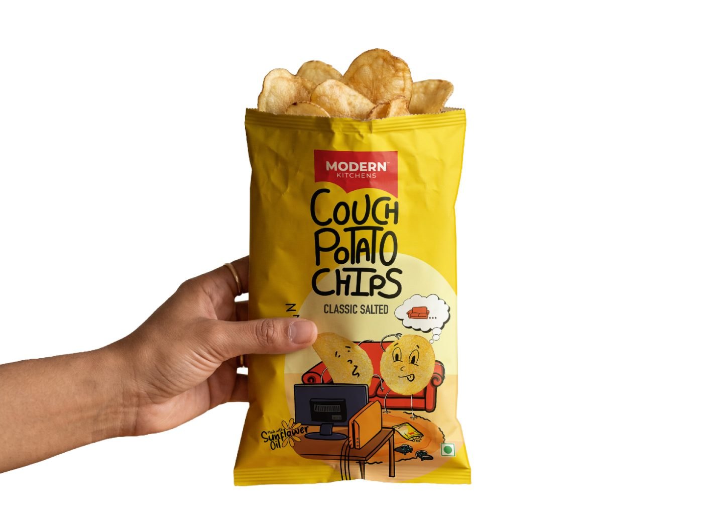 Hand holding chip