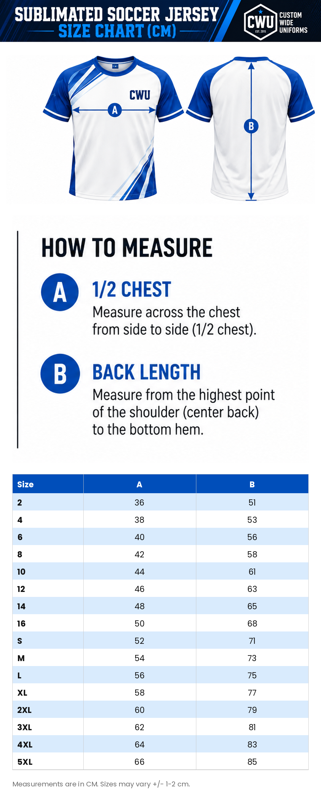 Adult Men's Soccer Uniform Sizing Chart - Mobile