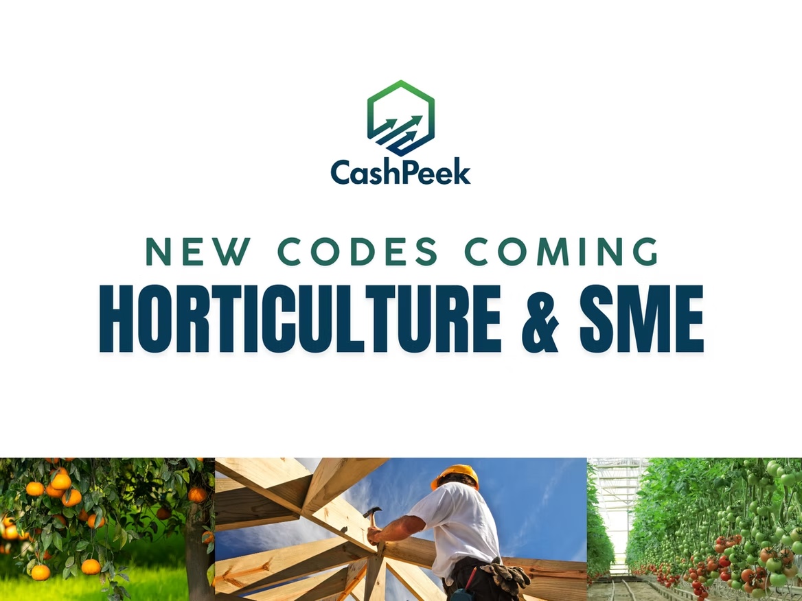 Introducing New Horticulture & SME Codes in CashPeek: What You Need to Know