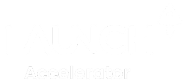 Launch Accelerator logo with stylized rocket icon above text.