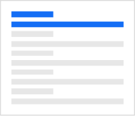 Text document icon with one blue header line and several grey text lines below on white background.