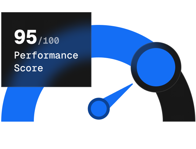 Gauge showing a performance score of 95 out of 100 with a blue needle and arc.