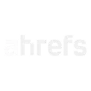 White Ahrefs company logo on a black background.