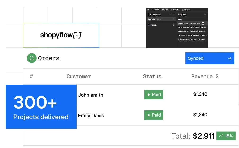 Screenshot of a web design development interface showing code, design previews, and UI component panels.