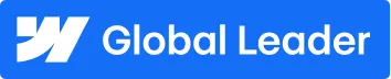 White stylized W logo next to text 'Global Leader' on blue background.