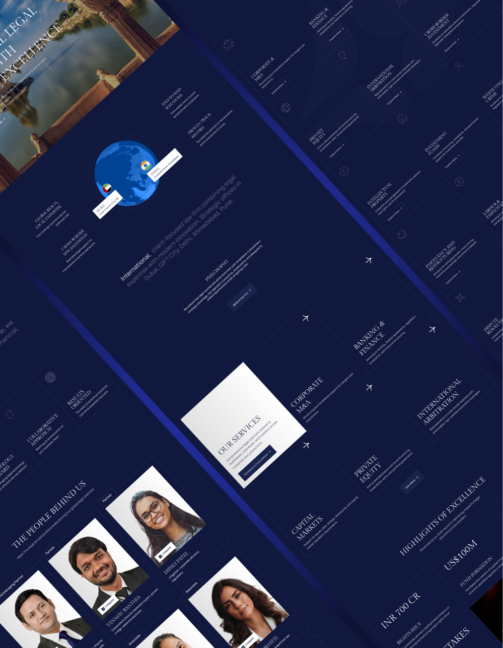 Law firm practice areas website interface