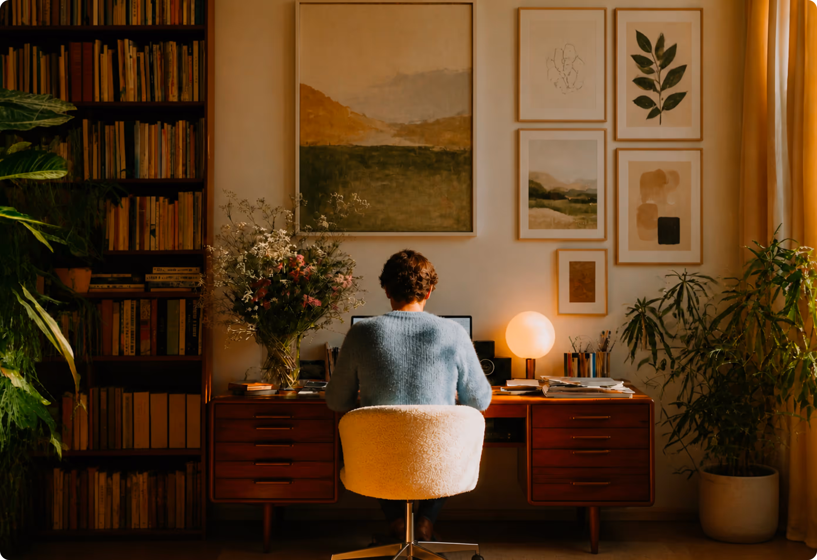 Business professional completing an online leadership development course
