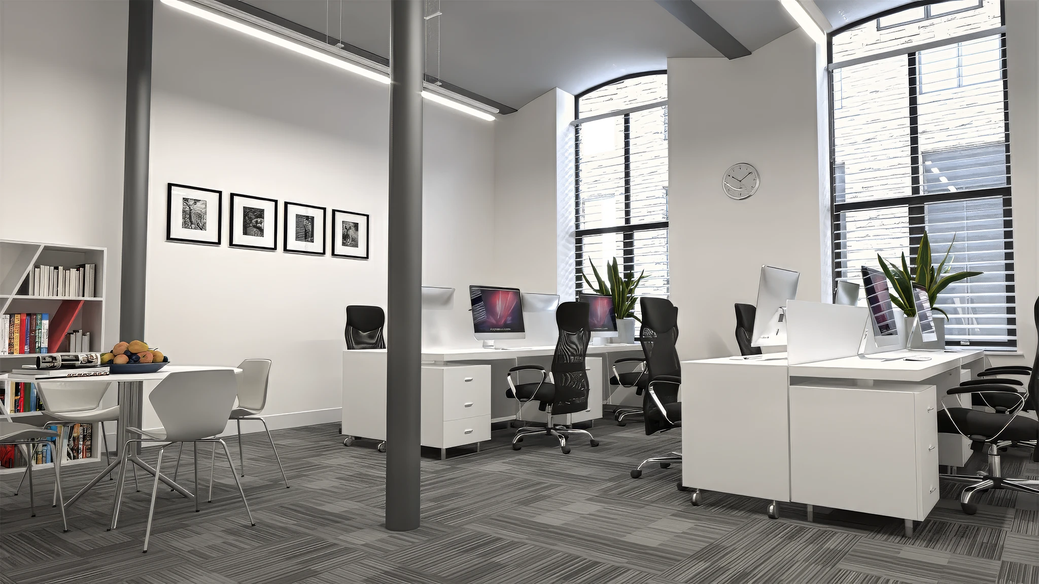 Interior CGI render of an office space, used to illustrate Visual Harmony's animated walkthrough service