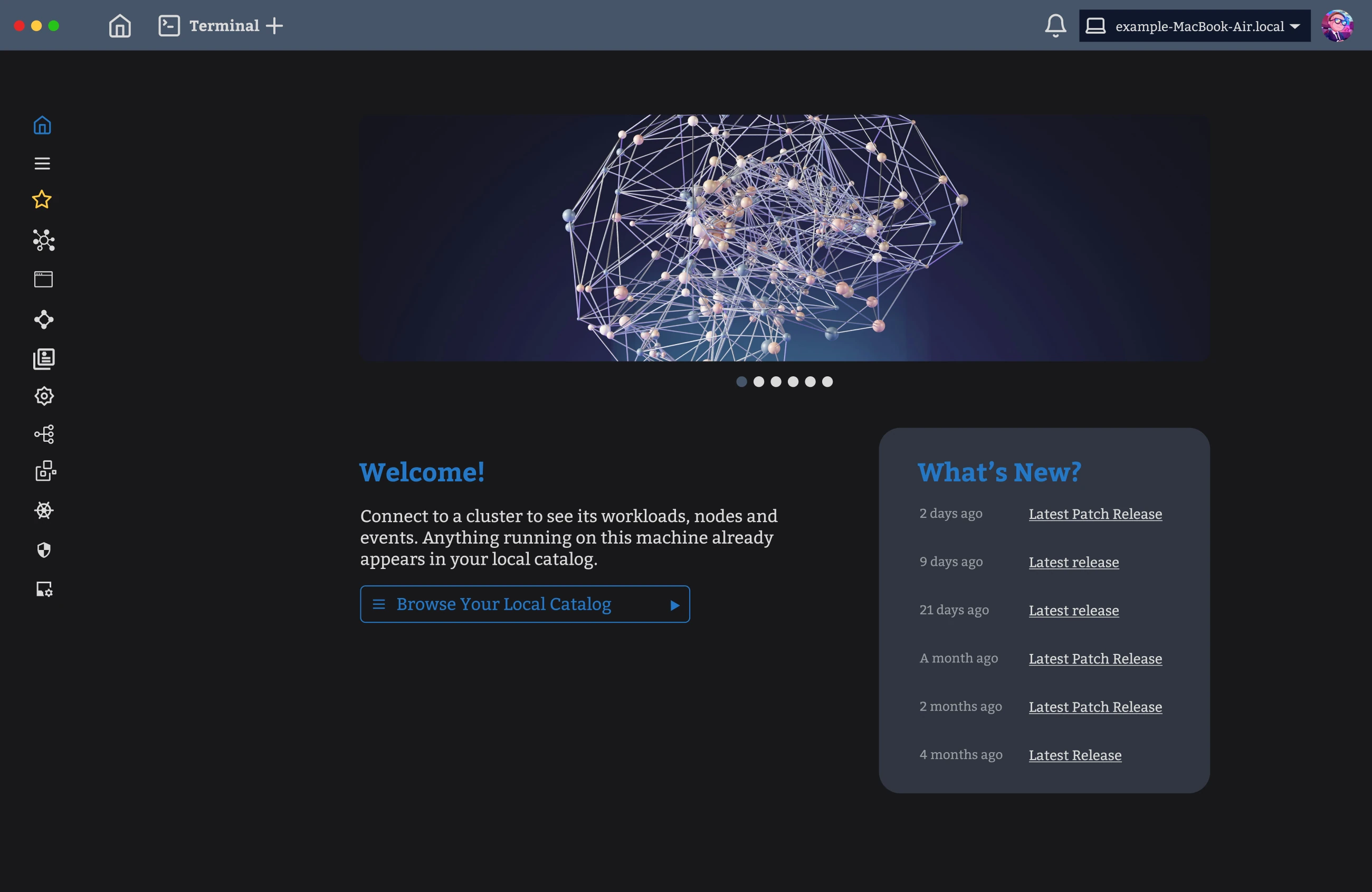 The same homepage with the navigation column closed, so a strip of icons carries the navigation