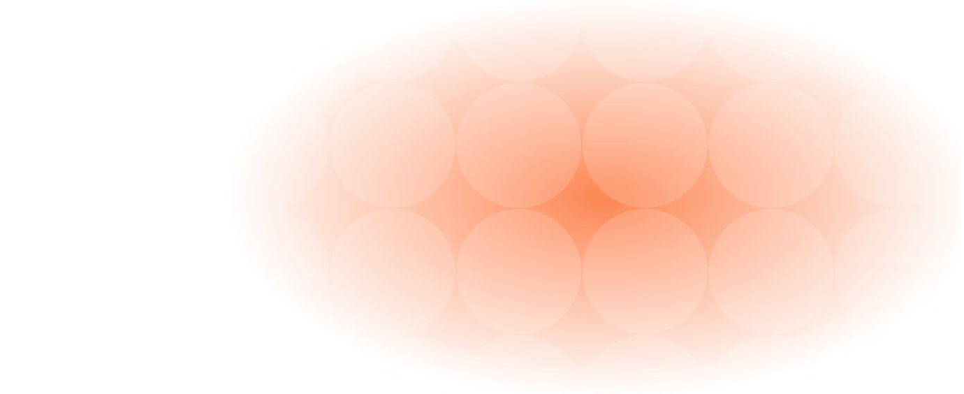 Abstract orange oval shape with circular and star-like patterns inside on black background.