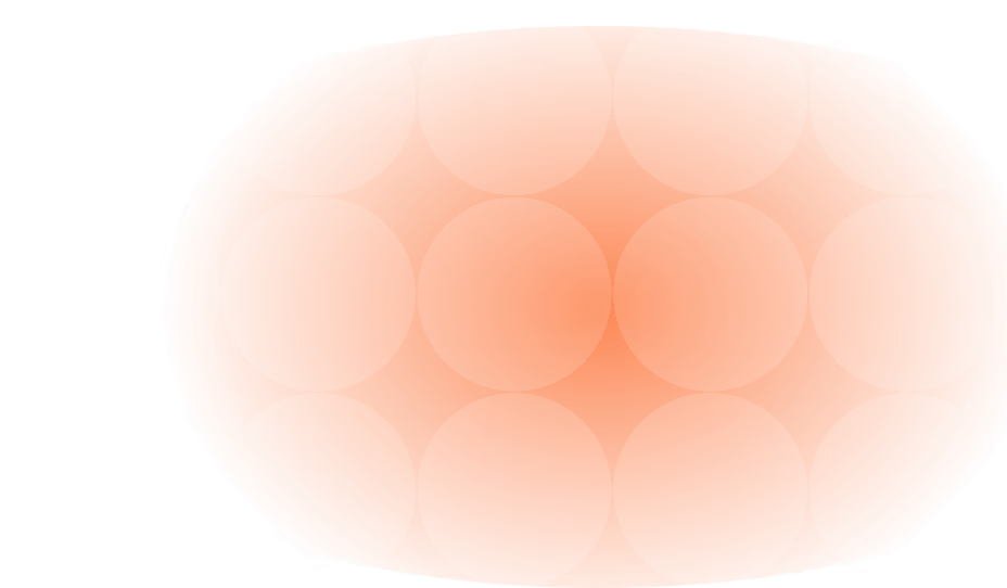 Orange abstract shape with ten lighter orange circular spots on a transparent background.