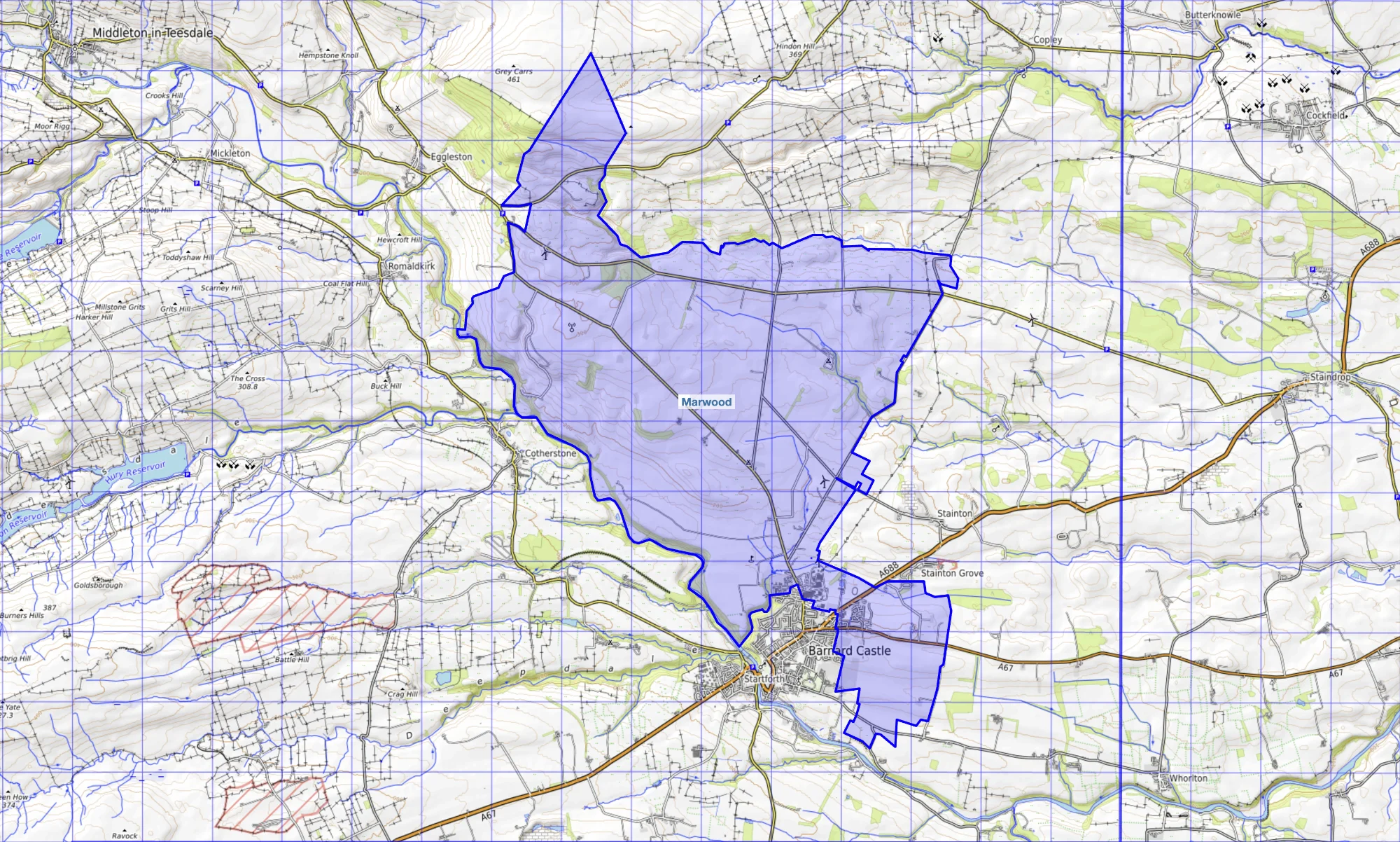 A map of the Marwood Parish by Open Street Maps