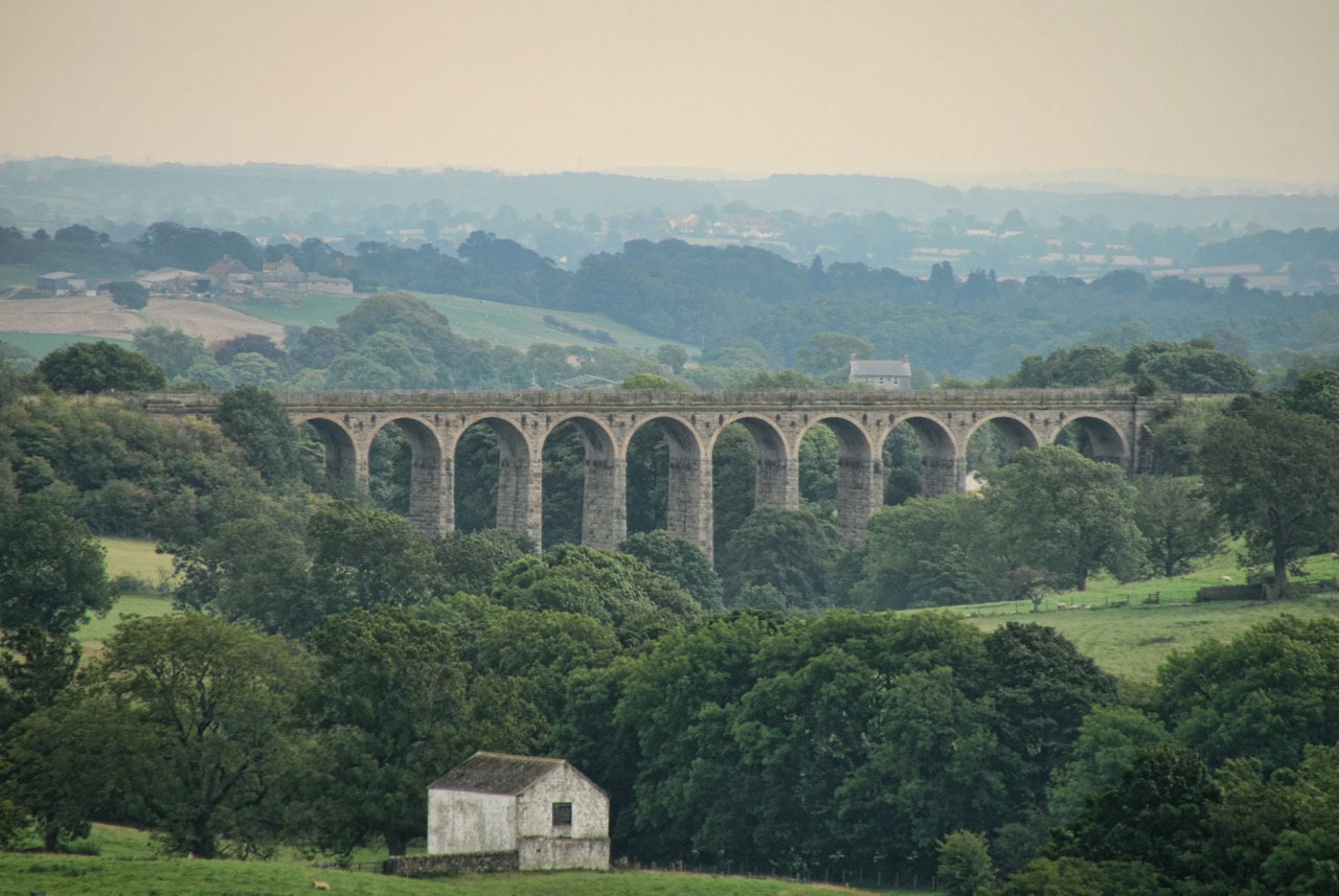 The Langley Viaduct is a disused Victorian railway viaduct straddling the boundary between the civil parishes of Marwood and Langleydale.