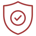 Shield icon with a checkmark in the center representing protection or security.