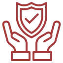 Two hands holding a shield with a checkmark symbol representing safety or protection.