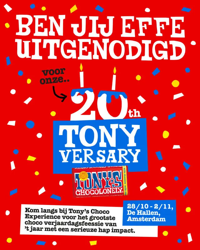 Célébration du 20e anniversaire de Tony's Chocolonely