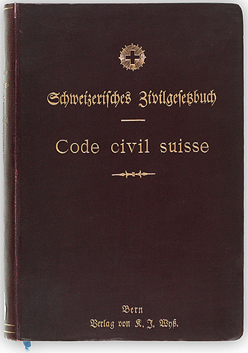 Umschlag des Schweizerischen Zivilgesetzbuches (Code civil suisse), des rechtlichen Rahmens für Sicherungsrechte und Anlegerschutz in der Schweiz