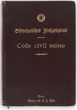 Historical Swiss Civil Code book demonstrating Switzerland's long-standing legal tradition in financial regulation and investor protection