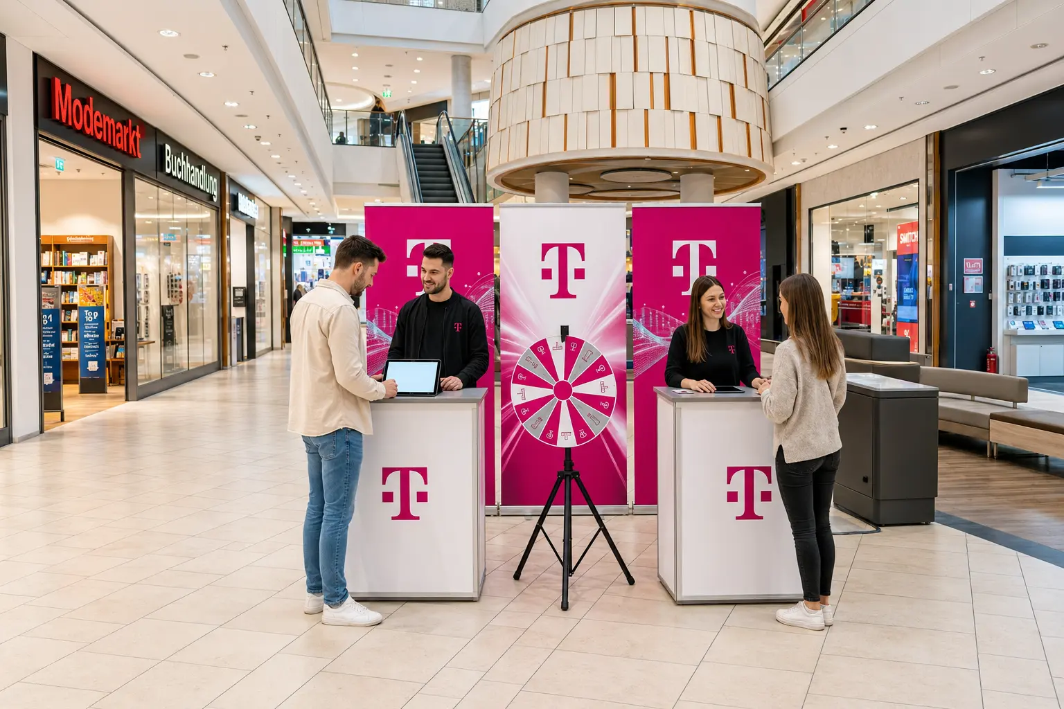 Promotion-Stand in einem Einkaufszentrum
