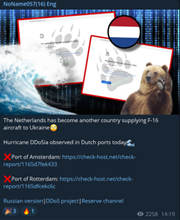The group NoName057(16) claims on its Telegram channel that an attack against the Netherlands has been conducted using its bespoke DDoSia tool.