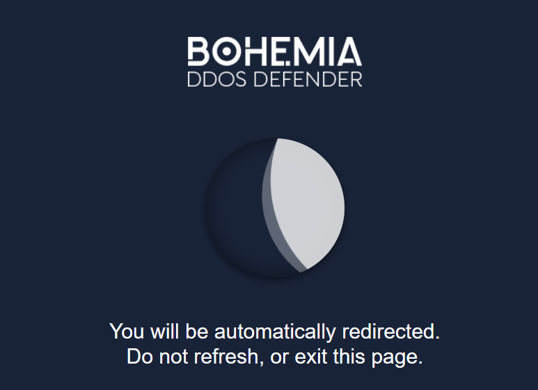 Bohemia marketplace holding page during downtime