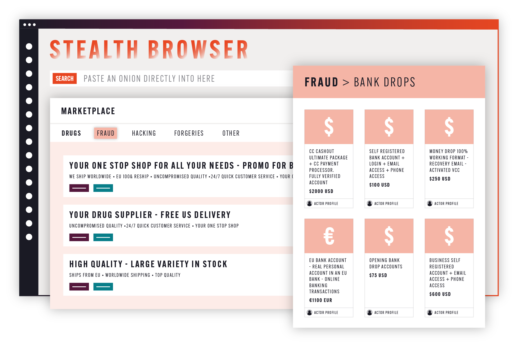 Stealth Browser on Searchlight Cyber - a virtual machine you can use to explore the hidden corners of the dark web on Tor and I2P in one place, safe in the knowledge that your identity is protected and malware can't jump to your organization's live network.