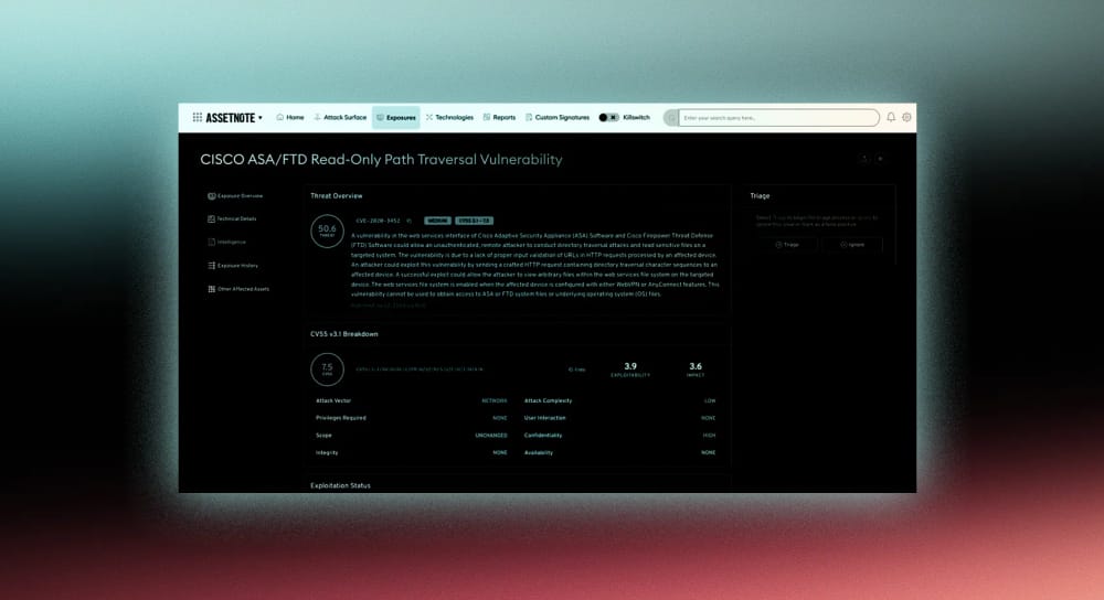 New CVE Threat Intelligence tab added to Assetnote’s exposure details page