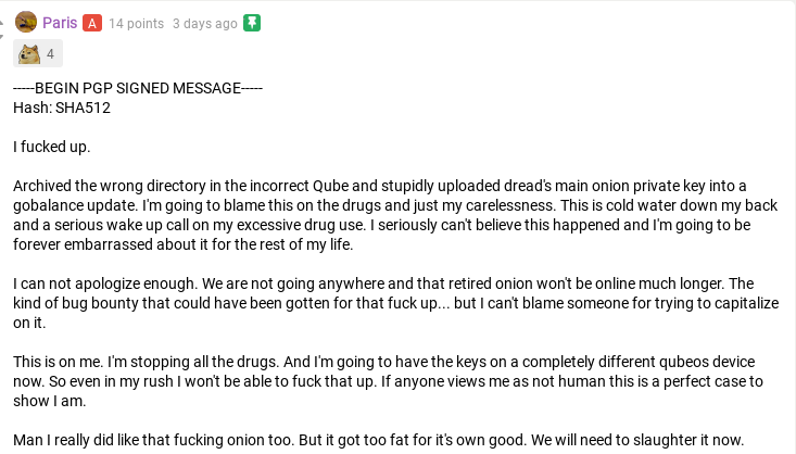 Statement from co-administrator Paris