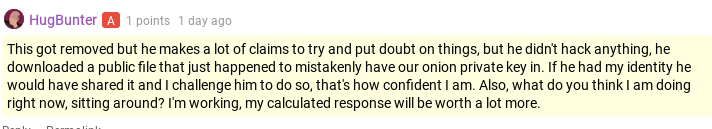 HugBunter's follow-up statement, 6 October