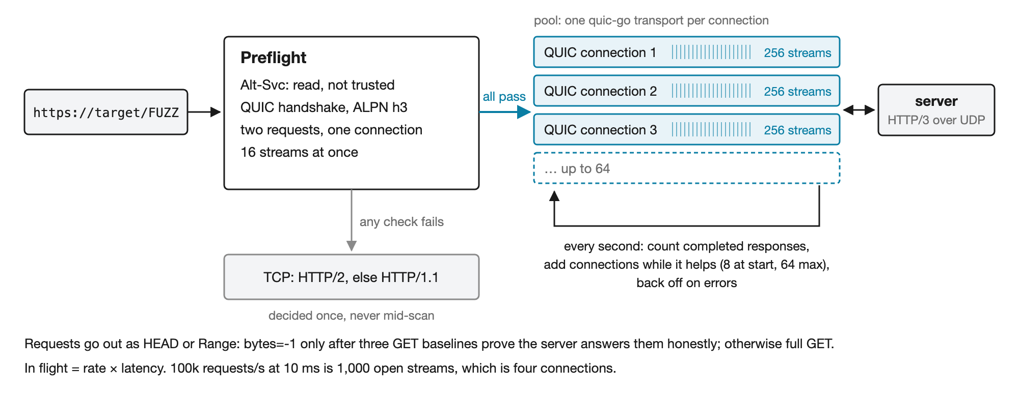 How an h3fuzz scan reaches HTTP/3