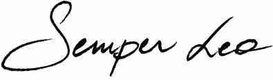 Signature reading Semper Leo in elegant cursive handwriting.