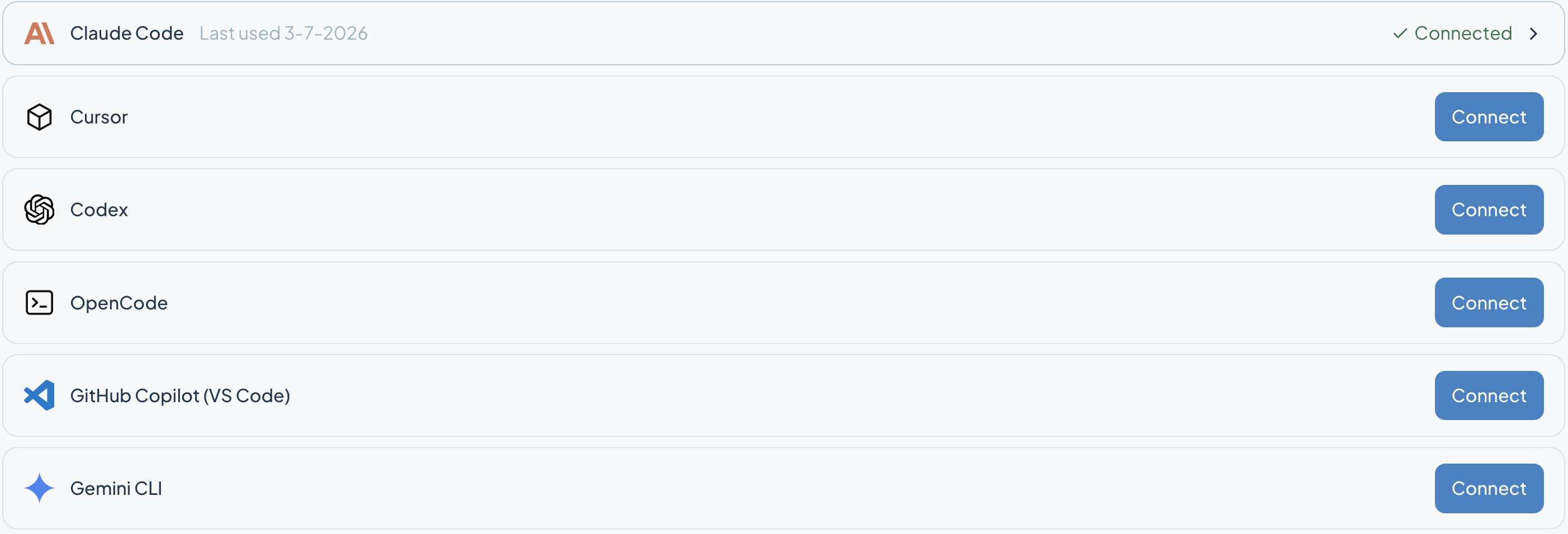 Local coding agents such as Claude Code, Cursor, Codex, OpenCode, GitHub Copilot and Gemini CLI connected over MCP