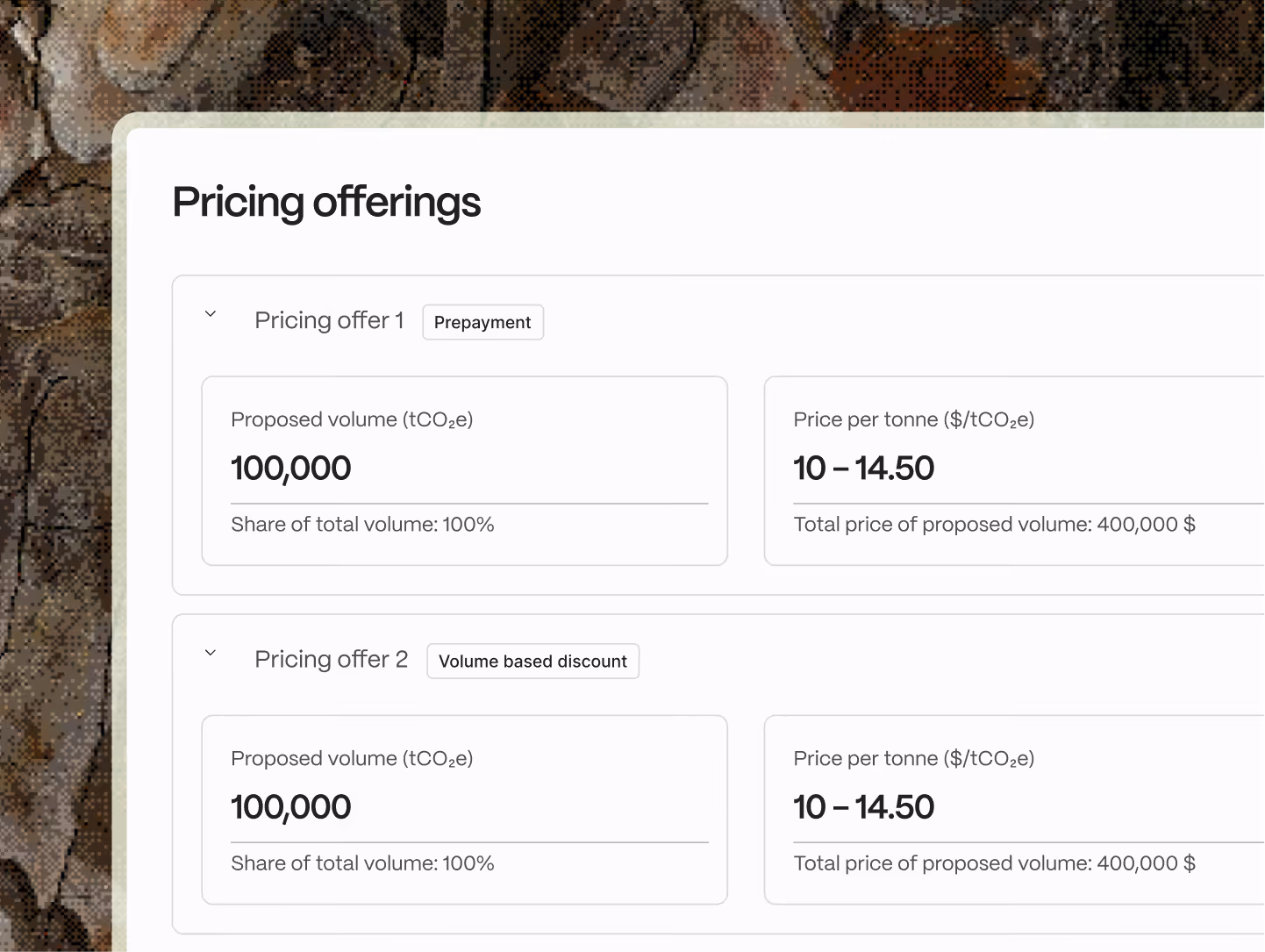 Abatable outsourced procurement service interface for managing carbon credit sourcing on behalf of buyers.