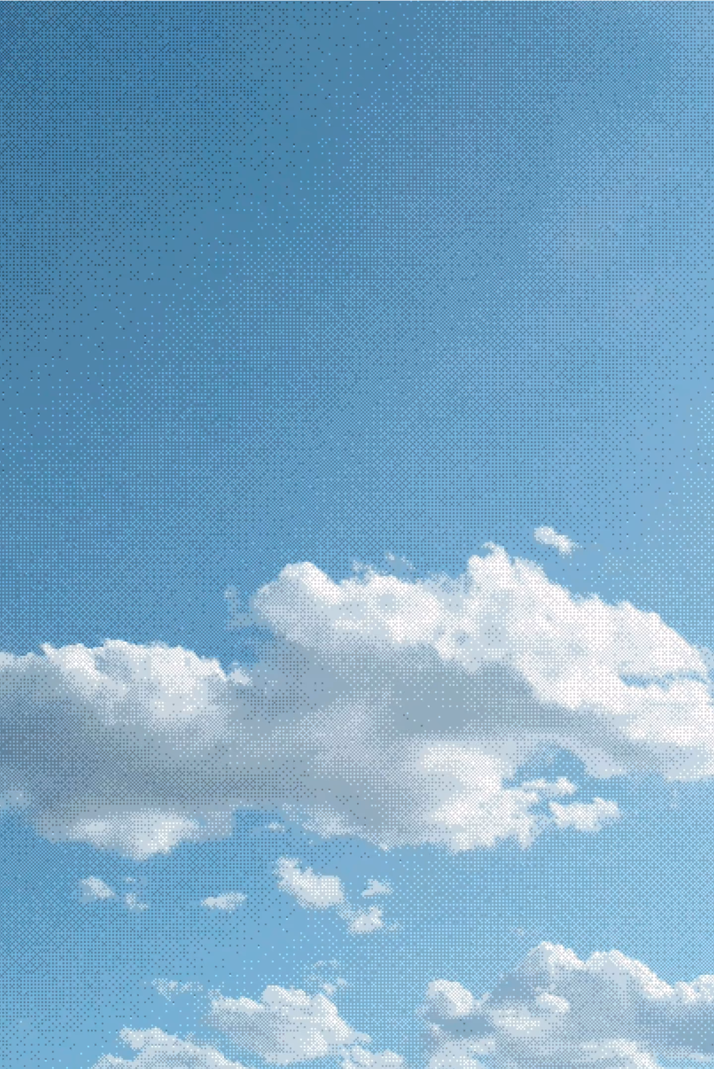 Blue sky with scattered white clouds on a clear day.