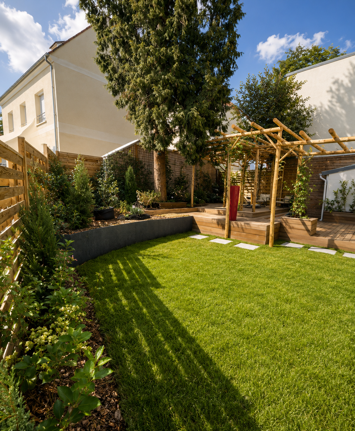 Jardin de maison de ville aménagé par Vernay Paysage à Cormeilles-en-Parisis (95)