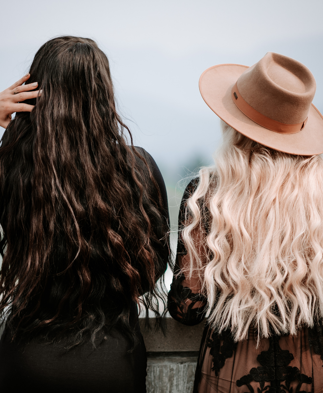 Close-up of hand-blended hair extensions at Joan & Co.