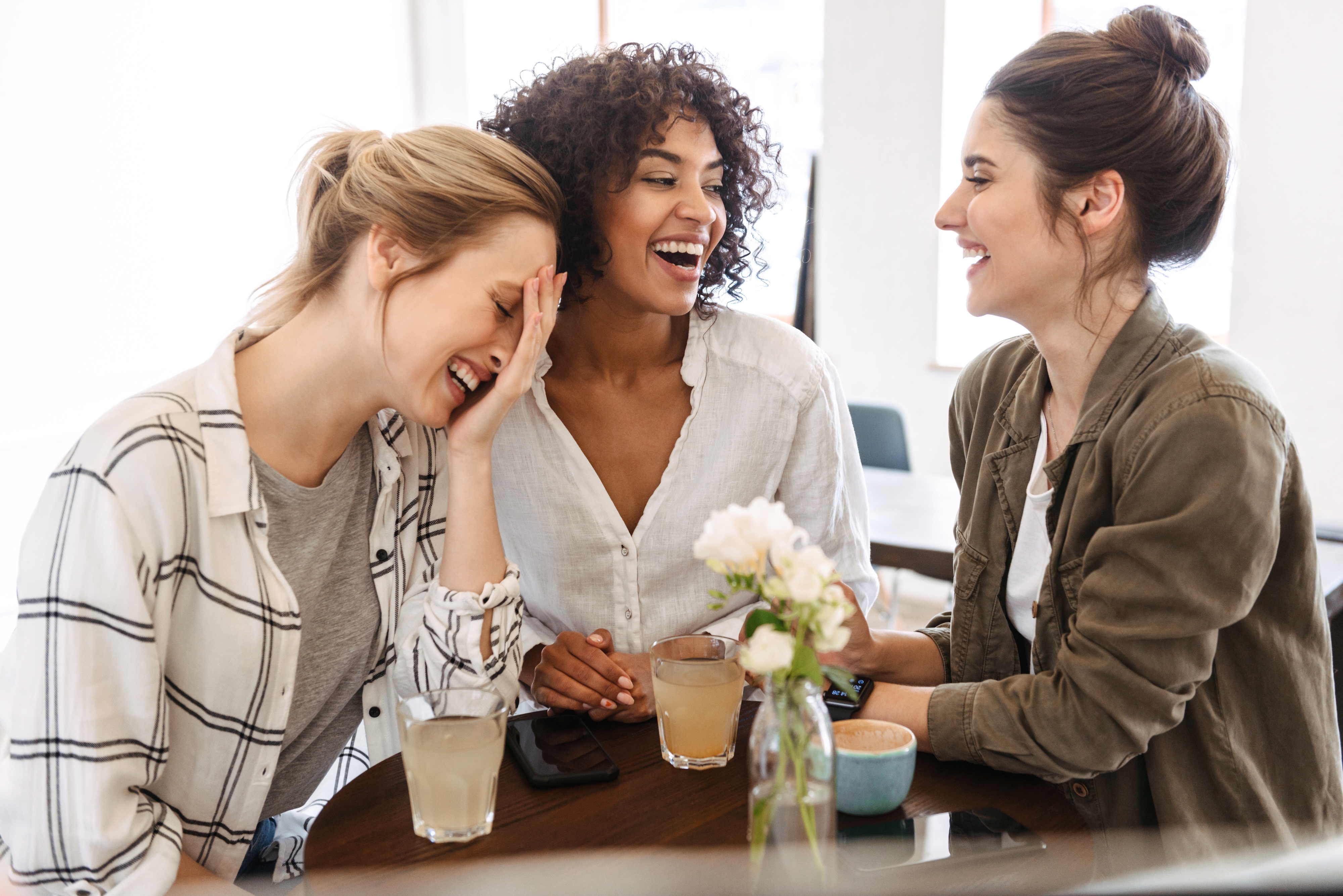 Group of women talking to each other stock image