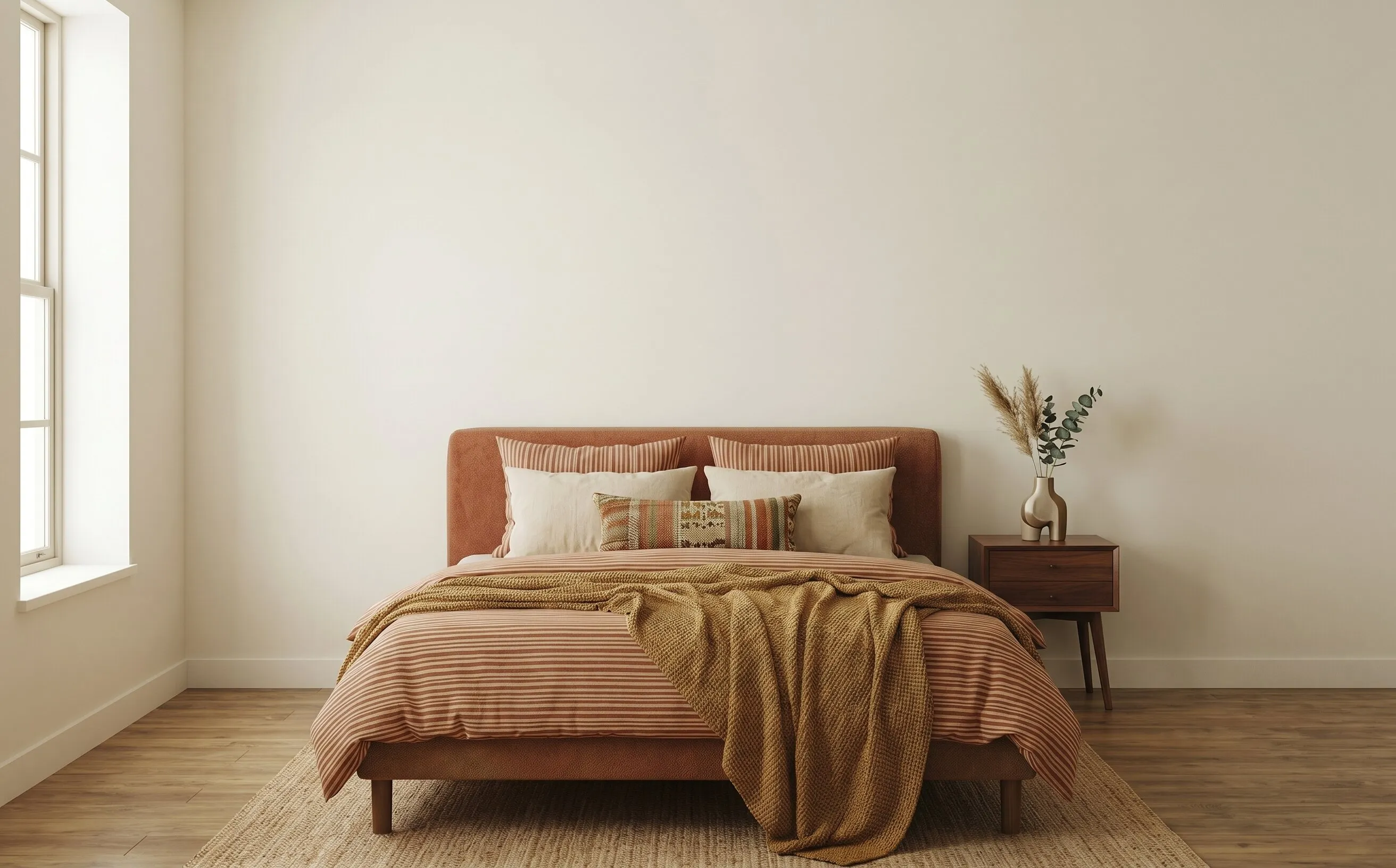 Ready-made bedroom in Curate, prints above the bed