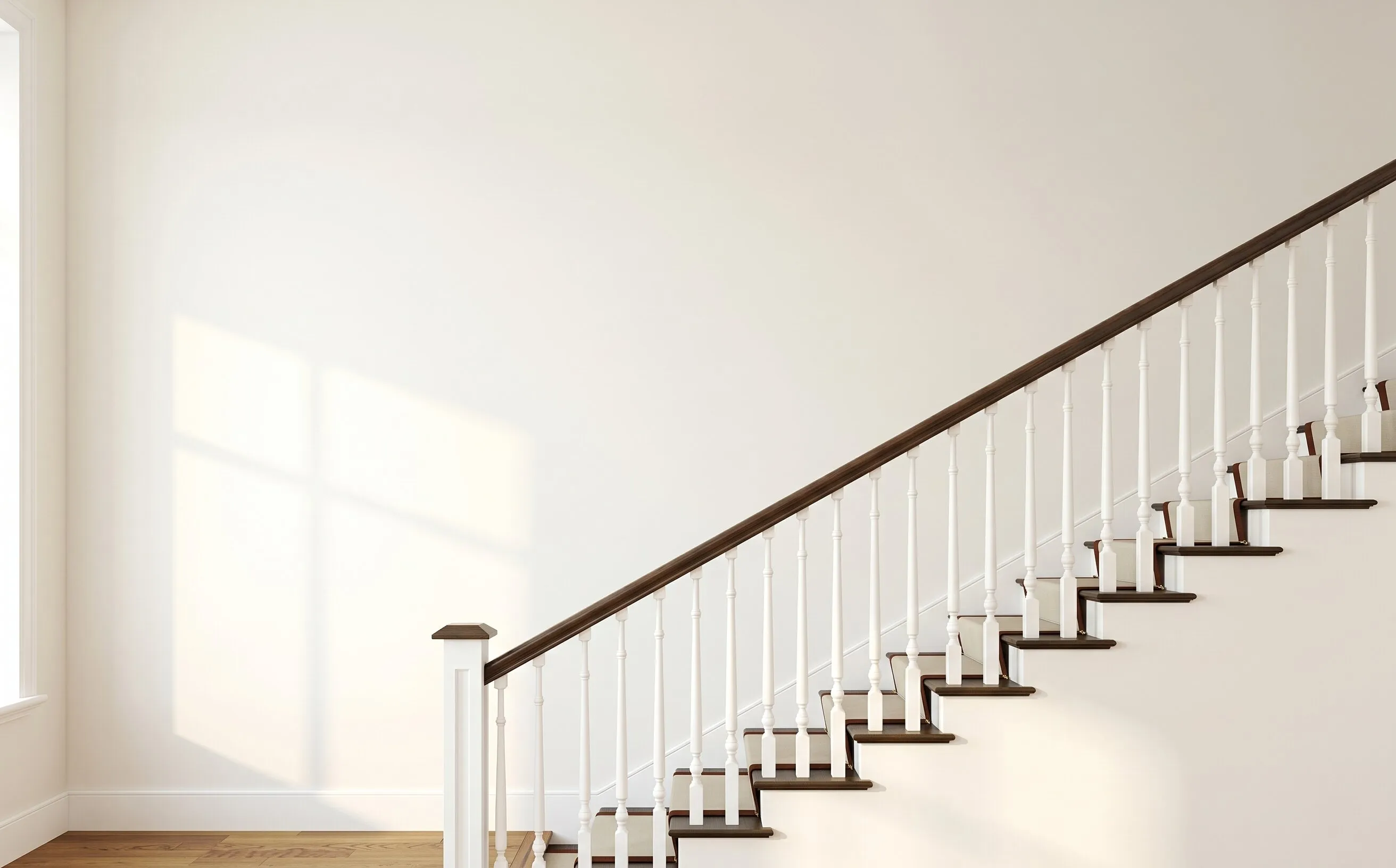 Ready-made stairway in Curate, prints climbing the stairs
